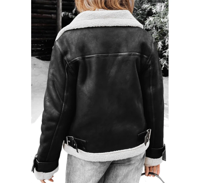 Dámska čierna bunda z ovčej kože ramones FashionStreet TY5237z