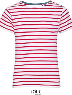 SOL'S Miles Kids Dětské pruhované tričko model 22521444 white/red
