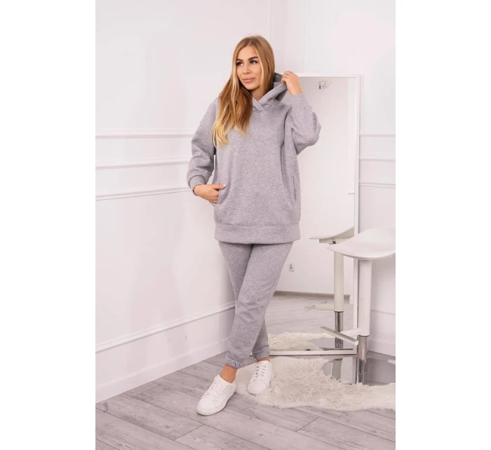 Zateplený set s mikinou s kapucňou šedý Zateplený set s mikinou s kapucňou šedý