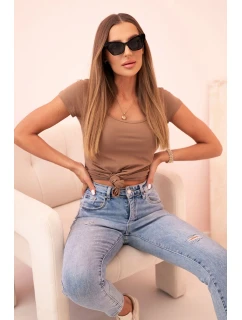 Dámska klasická bavlnená blúzka s krátkymi rukávmi modrá