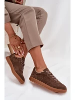 Zamszowe Sneakersy Damskie Big Star SS274676 HI-POLY SYSTEM Brązowe