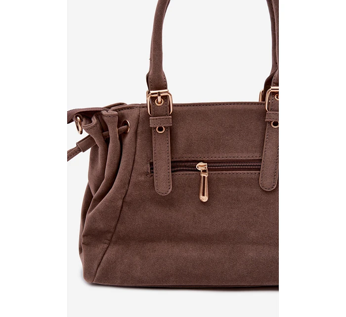 Eko semišová kabelka tmavě béžová model 22111510 - Flora&Co