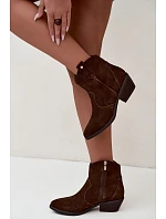 Dámské kožené kotníkové boty na podpatku Big Star model 22349479 Camel - Big Star Shoes Dámské kožené kotníkové boty na podpatku Big Star model 22349479 Camel - Big Star Shoes
