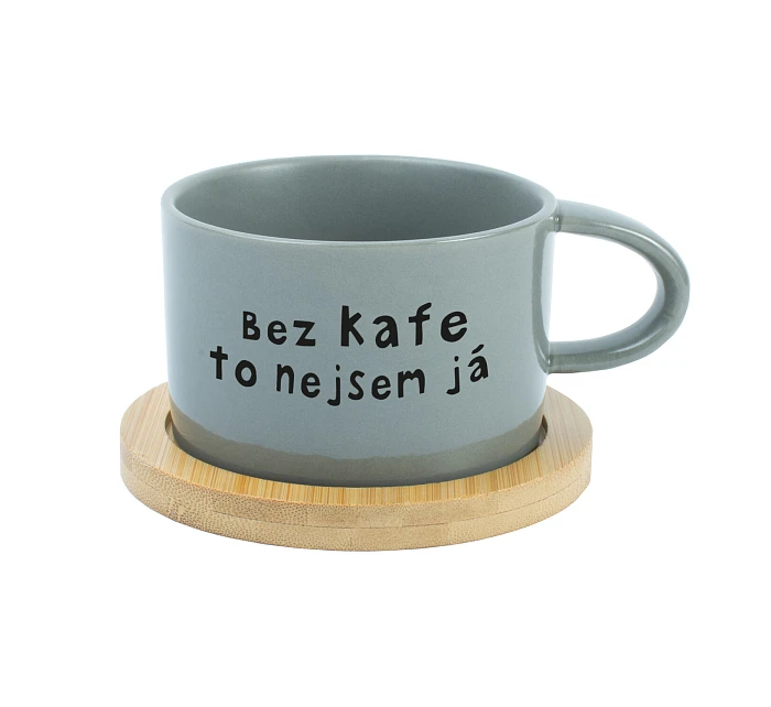 BEZ KAFE TO NEJSEM JÁ - šedý hrníček makronka 200 ml