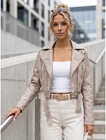 Dámska bunda v štýle Ramones s koženým opaskom, béžová, FashionStreet TY5719
