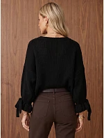 Dámský svetr oversize, černý, FashionStreet MY2601 Dámský svetr oversize, černý, FashionStreet MY2601