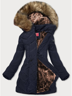 Tmavomodrá dámska zimná bunda s kapucňou (M-21308)