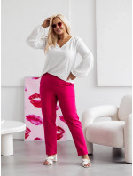 Elegantní dámské kalhoty plus size v malinové barvě (728)