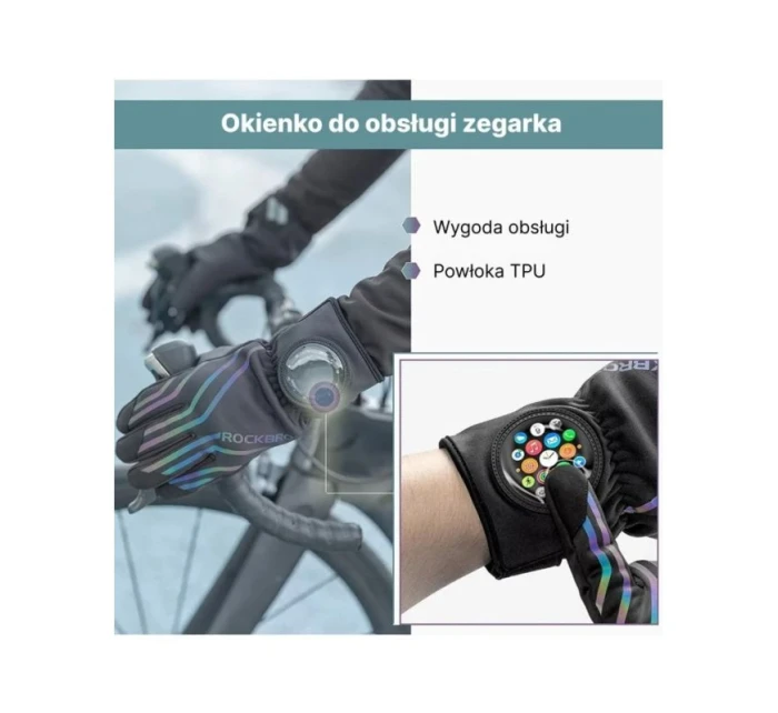 Rockbros zimné cyklistické rukavice čierne L