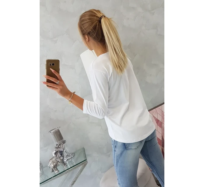 Blúzka s 3D grafikou vtáka biela