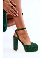 Dámské sandály třpytivé na podpatku model 21597005 - Boto