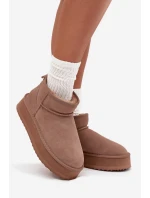 Semišové zimní boty pro ženy na platformě model 21707692 béžové - VINCEZA