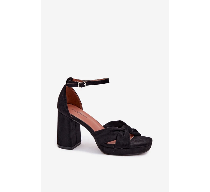 Dámské sandály na podpatku s semiše černé model 22107191 - Boto