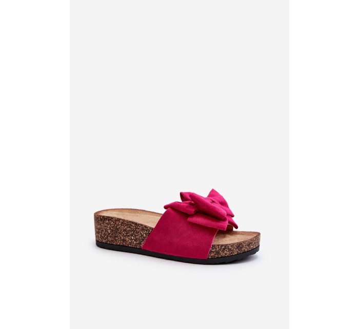 Dámske papuče na korkovej platforme s mašľou Fuchsia Tarena