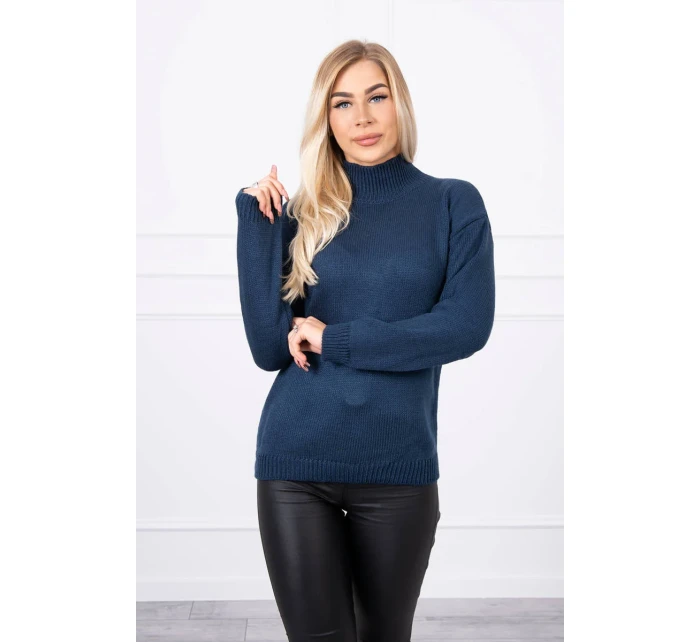 Polovičný sveter s rolákom tmavo modrý