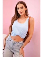 Dámská halenka na ramínka s ozdobným lemem modrý Dámská halenka na ramínka s ozdobným lemem modrý