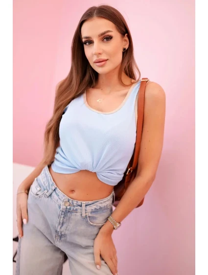 Dámská halenka na ramínka s ozdobným lemem modrý Dámská halenka na ramínka s ozdobným lemem modrý