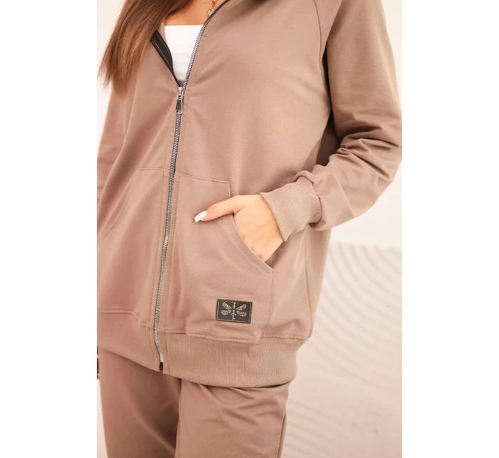 Dámský bavlněný komplet s kapucí a zipem fango