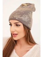 Dámska zimná vlnená čiapka s dvojitým okrajom K426 oranžová