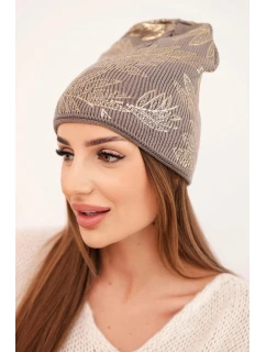 Dámska zimná vlnená čiapka s dvojitým okrajom K426 oranžová