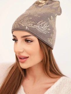 Dámska zimná vlnená čiapka s dvojitým okrajom K426 oranžová