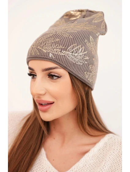 Dámska zimná vlnená čiapka s dvojitým okrajom K426 oranžová