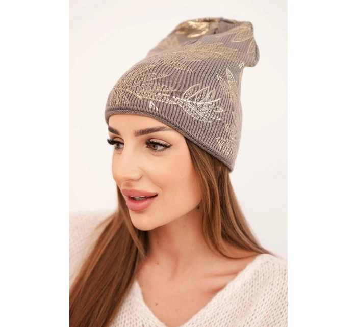 Dámska zimná vlnená čiapka s dvojitým okrajom K426 oranžová