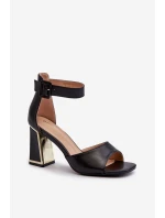 Elegantní černé dámské sandály na podpatku model 21657902 - EVENTO