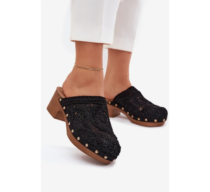 Dámské Pantofle Na Podpatku Černé model 21700123 - Boto Dámské Pantofle Na Podpatku Černé model 21700123 - Boto