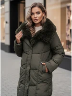 Dámská zimní bunda dlouhá prošívaná s kapucí zelená Dstreet model 21995494 - FashionStreet