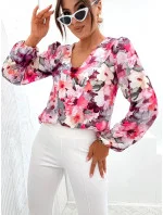 Blúzka s buffovými rukávmi fuchsiová (021)