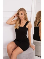 Čierne volánové šaty bez ramienok