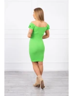 Žebrované šaty s volánky světle zelené