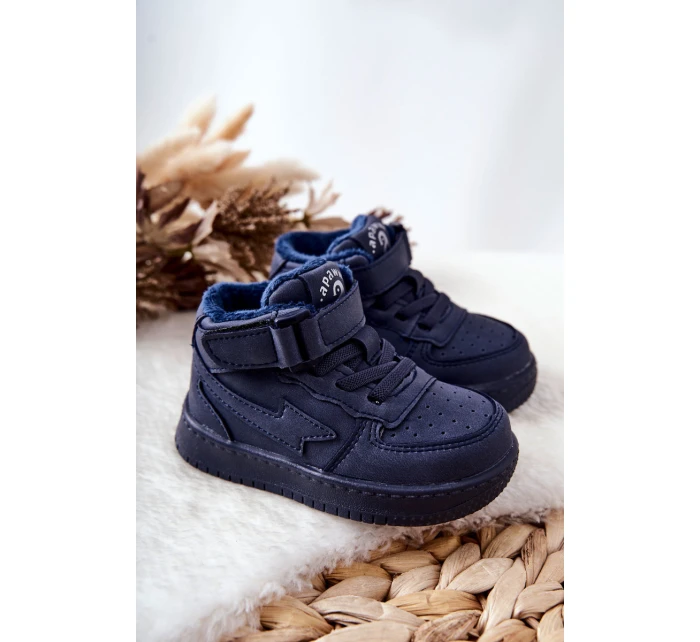 Dziecięce Ocieplane Wysokie Buty Sportowe Granatowe Clafi Dziecięce Ocieplane Wysokie Buty Sportowe Granatowe Clafi