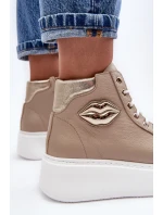 Trampki Damskie Wysokie Na Suwak Lemar Beżowe Katerin Trampki Damskie Wysokie Na Suwak Lemar Beżowe Katerin