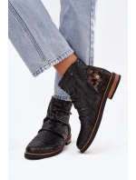 Kožené kotníkové boty s perforovaným vzorem Maciejka 05922-01 Černé