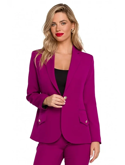 K141 Sako s dvojitým vreckom a klopou - rubínové