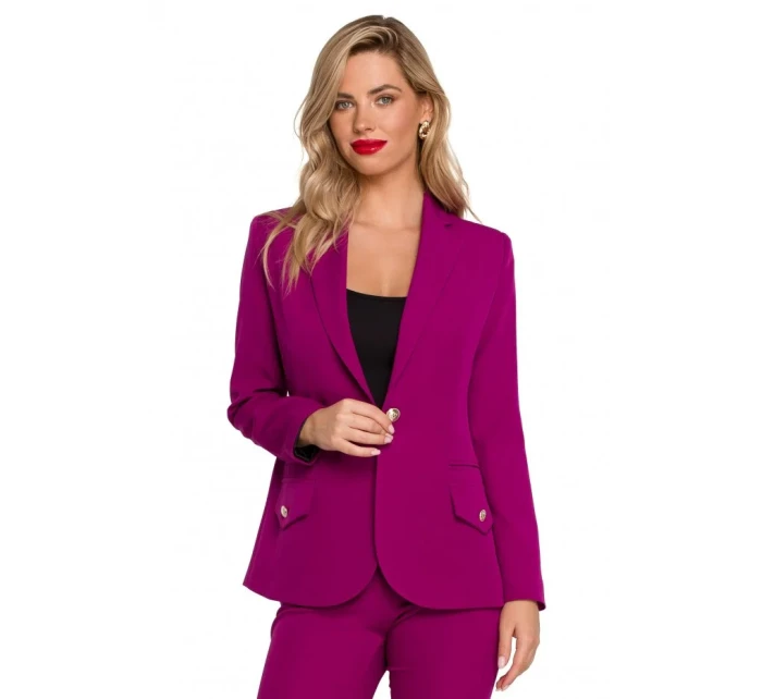 K141 Sako s dvojitým vreckom a klopou - rubínové K141 Sako s dvojitým vreckom a klopou - rubínové