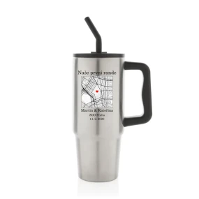 Personalizovaná termoska s barevným víčkem s mapou