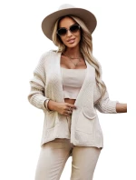 630-1 Teplý sveter s vreckami a rebrovanými manžetami - béžový 630-1 Teplý sveter s vreckami a rebrovanými manžetami - béžový