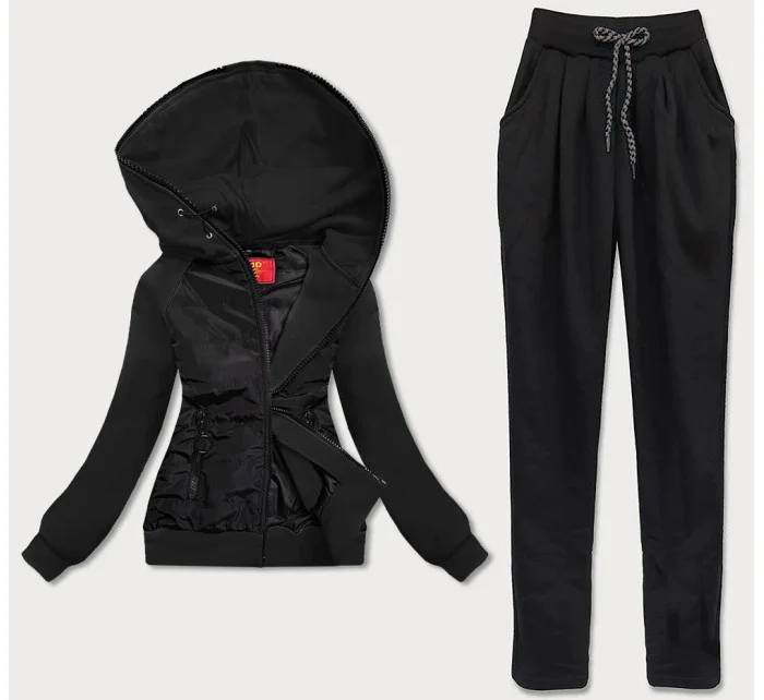 Čierny dámsky dres z rôznych spojených materiálov (AMG683/1) Čierny dámsky dres z rôznych spojených materiálov (AMG683/1)