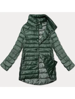 Tmavozelená dámska prešívaná bunda so stojačikom Minority (P3-6908-33)