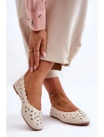 Ażurowe Błyszczące Baleriny Damskie Beżowe Visionary Ażurowe Błyszczące Baleriny Damskie Beżowe Visionary