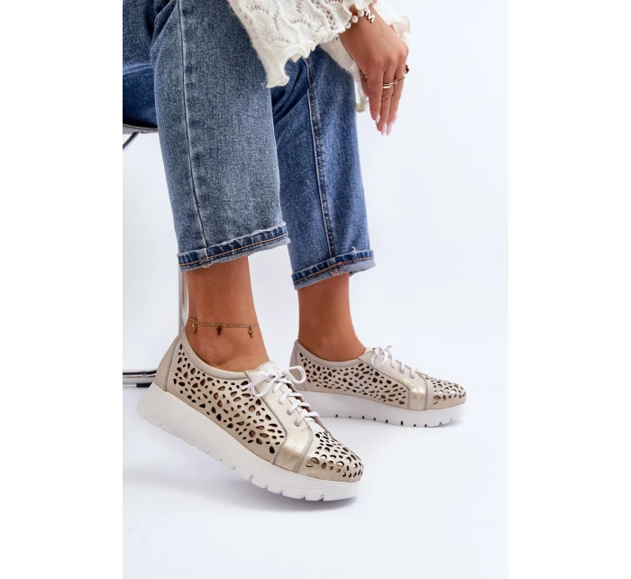 Kožené Polobotky Na Platformě Bežové model 21646202 - Zazoo