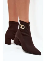 Botki Damskie Na Słupku Ze Złotym Detalem Zazoo 3128 Czekoladowe Botki Damskie Na Słupku Ze Złotym Detalem Zazoo 3128 Czekoladowe