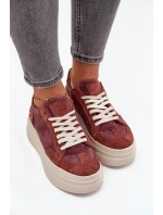 Zamszowe Sneakersy Na Masywnej Platformie Zazoo N1270S3 Fioletowe
