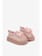 Detské snehové topánky s výšivkou a mašľou Daven - ružové Detské snehové topánky s výšivkou a mašľou Daven - ružové