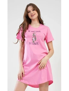 Dámska nočná košeľa s krátkym rukávom Flowers