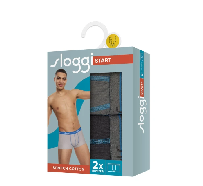 Pánske boxerky Štart Hipster C2P box - BROWN - LIGHT COMBINATION - šedá - čierna M003 - SLOGGI Pánske boxerky Štart Hipster C2P box - BROWN - LIGHT COMBINATION - šedá - čierna M003 - SLOGGI