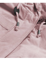 Dámska bunda parka v púdrovo ružovej farbe pre prechodné obdobie (W806)